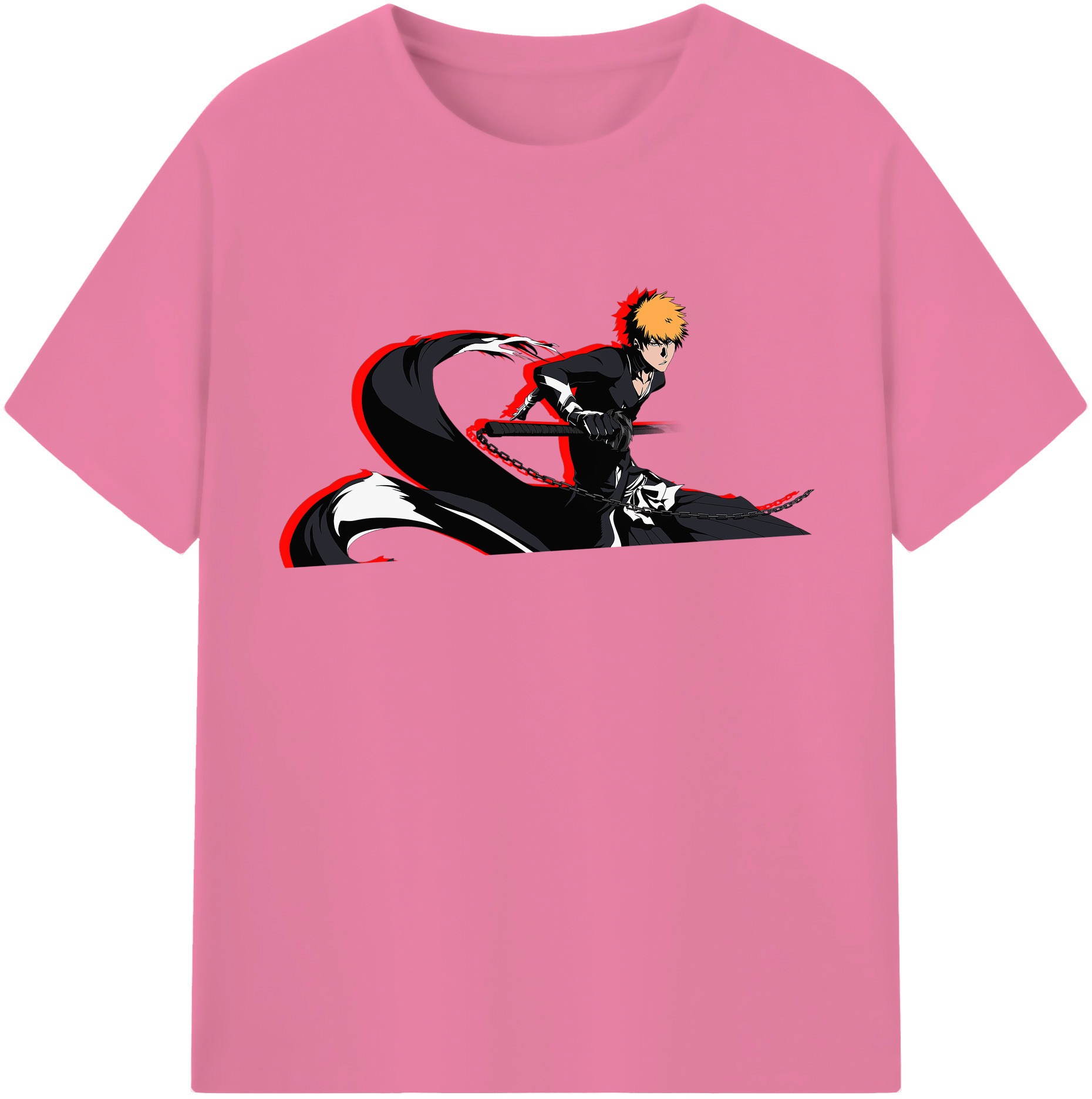 （画像用） ブリーチ 黒崎一護（くろさき いちご）BLEACH Kurosaki Ichigo 綿100％半袖Tシャツ（フロントプリント）